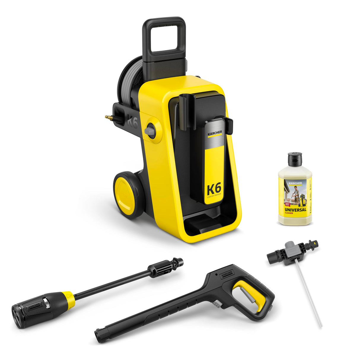 Kärcher High Pressure Cleaner K 6 Comfort Premium, Pressure: 160 bar, Flow Rate: 510 l/h, Area Coverage: 50 m²/h, Weight: 18.2 kg, extra flexible high-pressure hose, hose reel, 4-in-1 Multi Jet - 1.324-900.0
