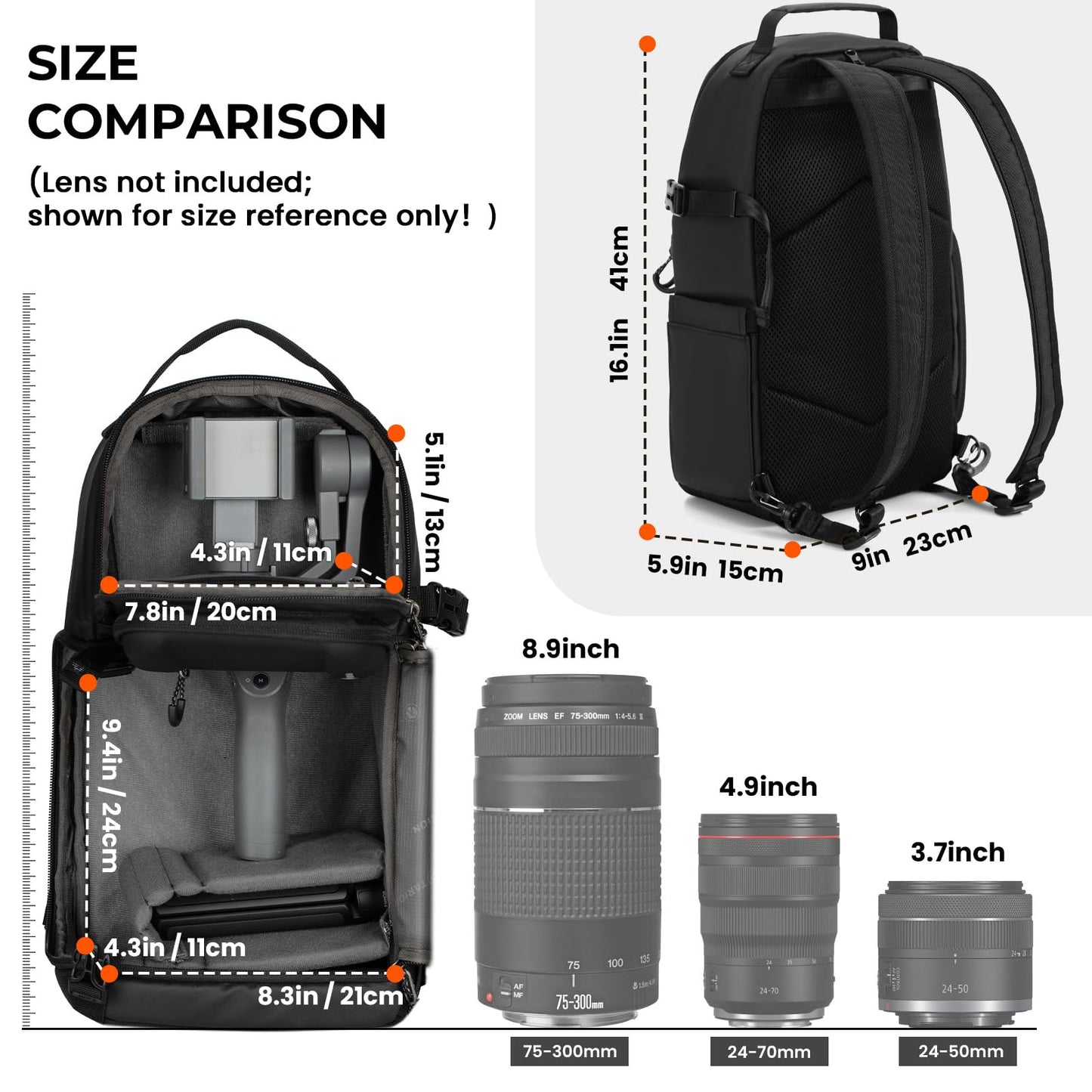 TARION 2-in-1 camera bag sling backpack photo backpack water-repellent TR-S
