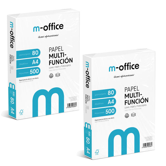 A4 Paper 80g 2 Pack of 500 Sheets Multifunction Paper for Inkjet and Laser Printers A4 Sheets 210 x 297mm Ideal for Office and Home m-office (1000 Sheets) - Hybrite
