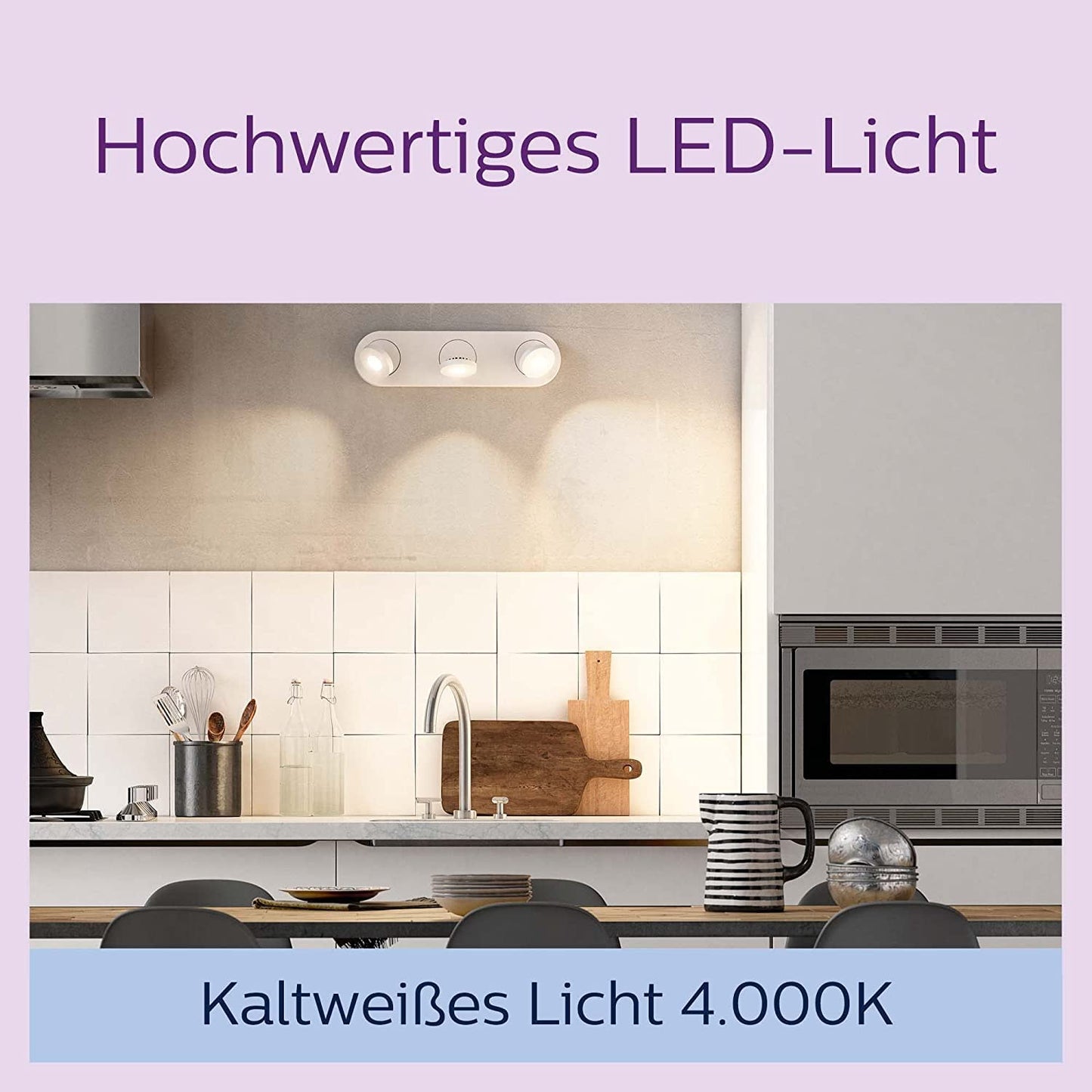 Philips LED lamp replaces 35 W, GU10 reflector, neutral white light (4000K), 275 lumens, pack of 6, cool white - 929001218096