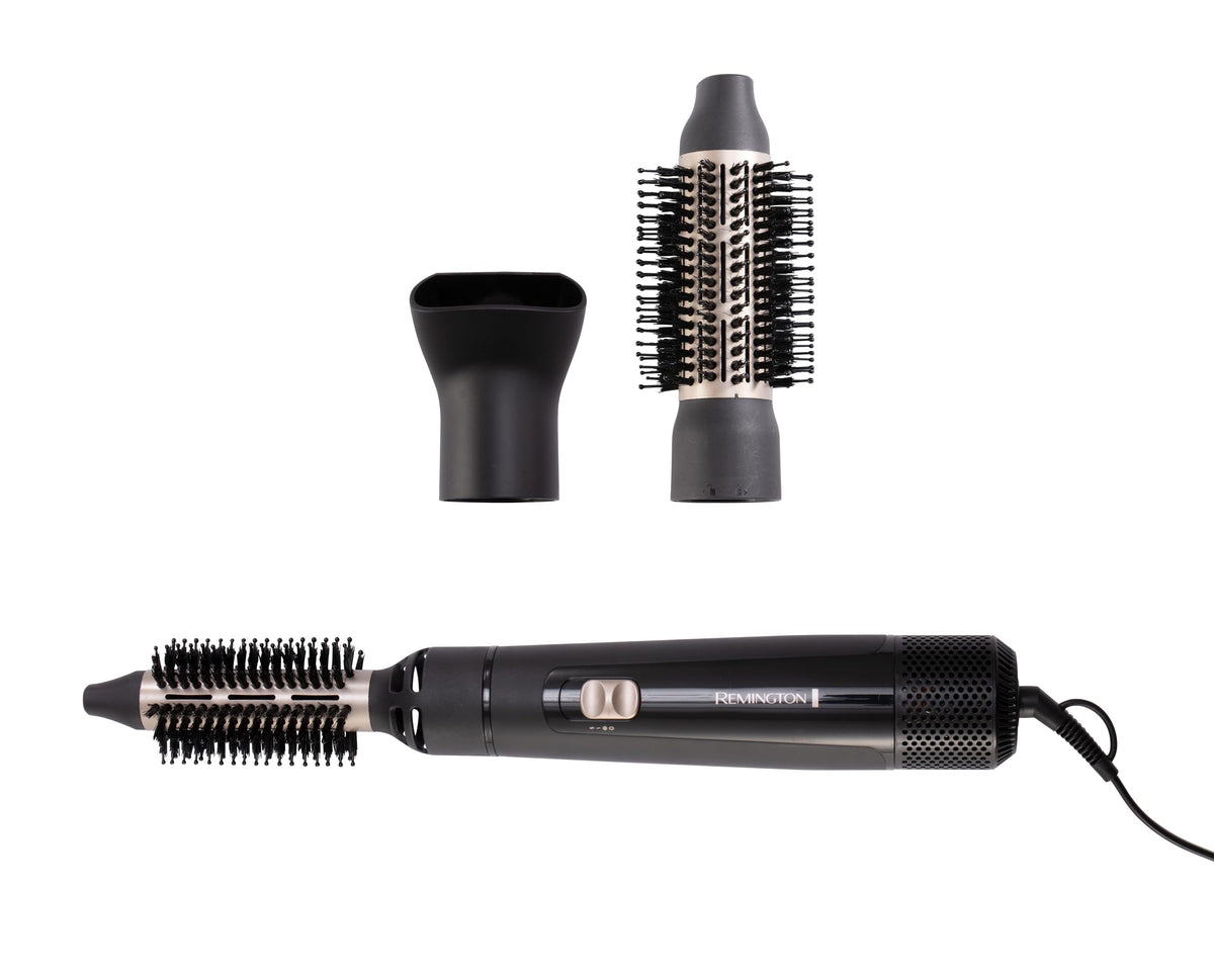 Remington Warm Air Brush [includes 3 attachments: 25mm & 38mm round brush, styling nozzle] Blow Dry & Style (dries & styles for shape & volume for short/medium hair) 2 heat & fan settings, Airstyler AS7300