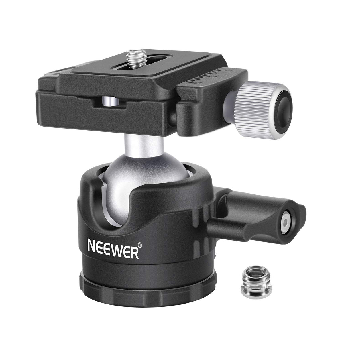 NEEWER Cap de bilă pentru trepied cu profil redus, 28 mm, rotație panoramică de 360°, cu placă de schimbare rapidă tip Arca 1/4 inch și nivelă pentru trepiede, monopiede, capacitate maximă de încărcare: 5 kg - GM-LO28/28mm