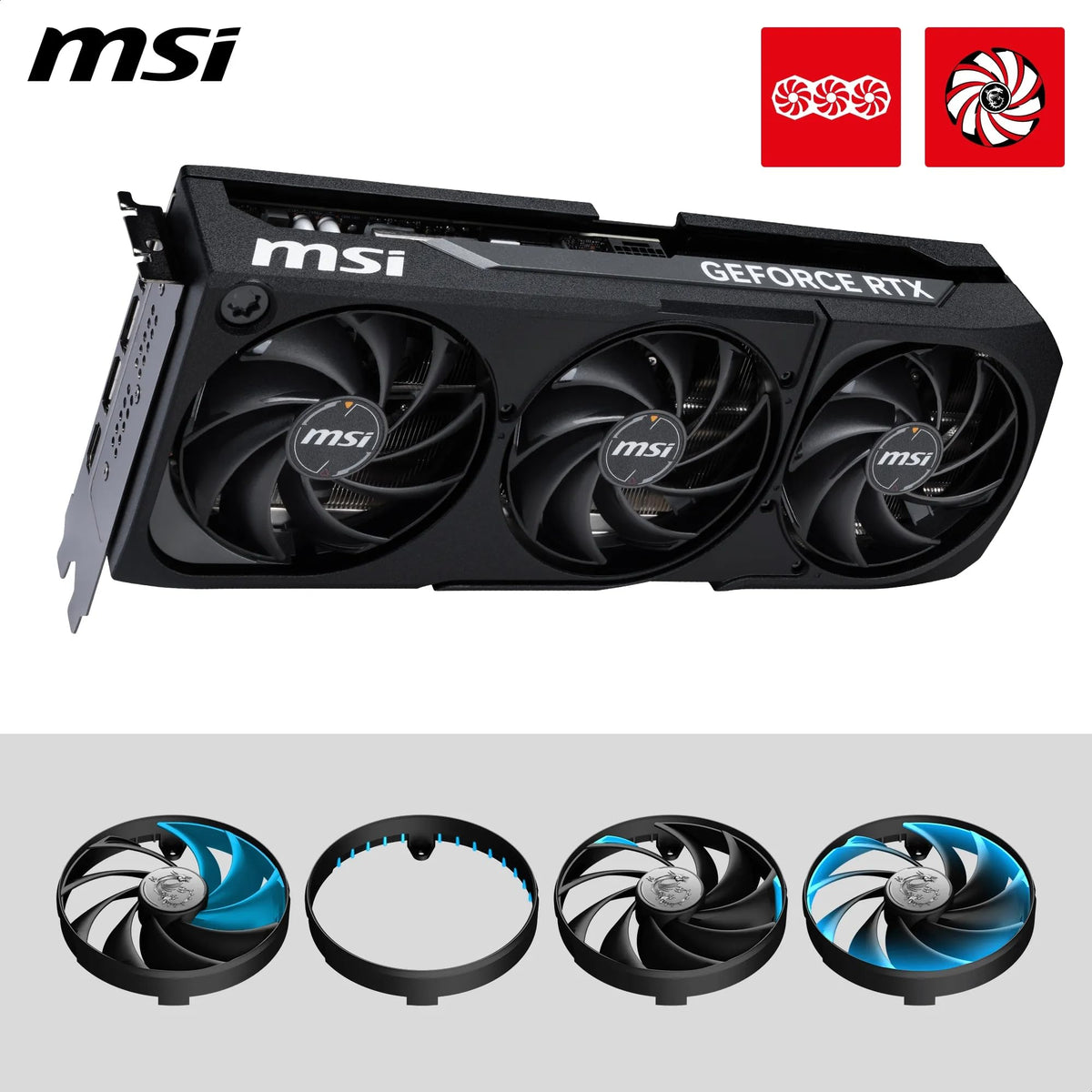 MSI GeForce RTX 5080 16G Shadow 3X OC — 16GB GDDR7 (30Gbps/256-bit), PCIe 5, Boost: 2640 MHz, HDMI 2.1b, DisplayPort 2.1b - V531-003R