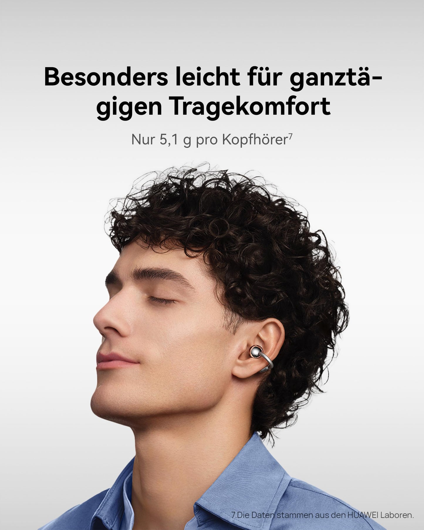 HUAWEI FreeClip 2 S Wireless Headphones, All-Day Comfort, 5.1g, Silver - Robin-T02