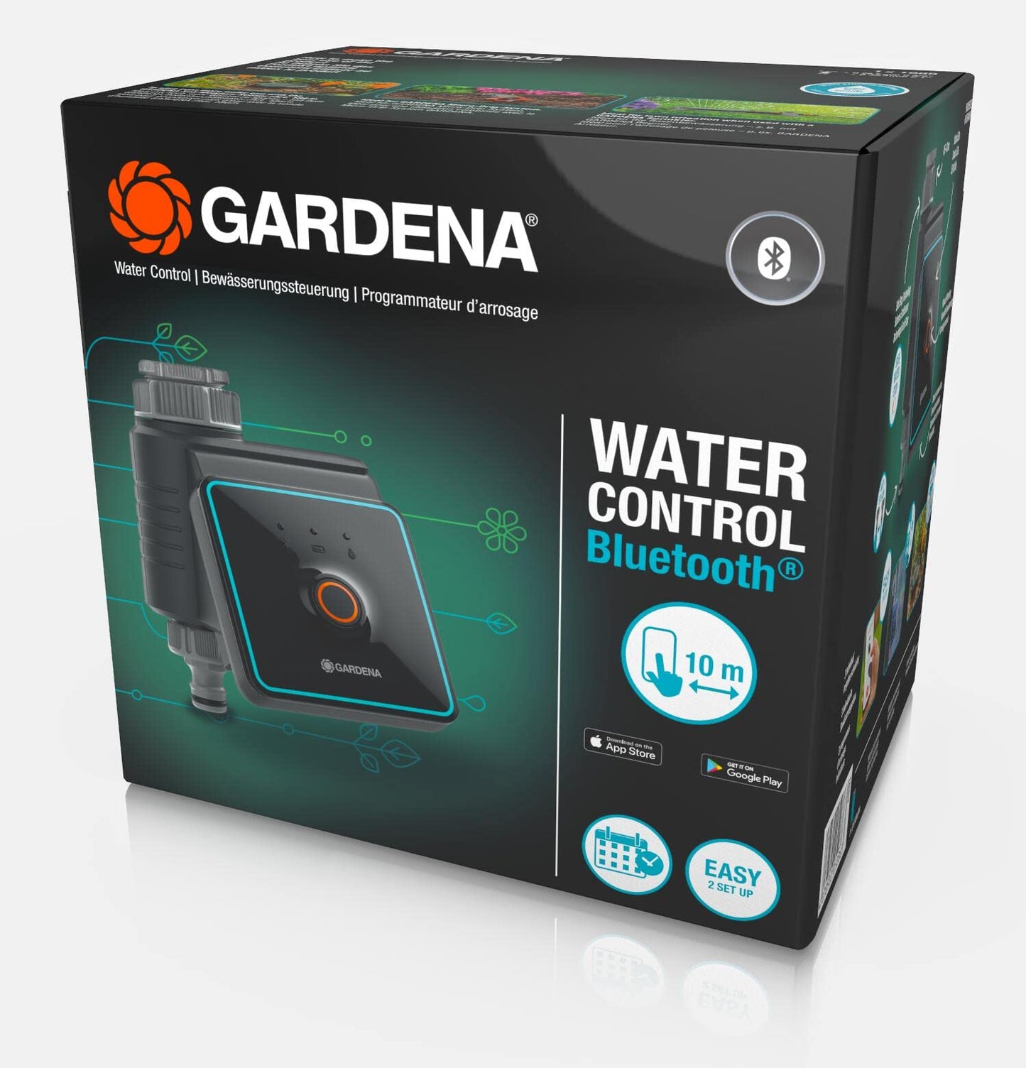 Gardena irrigation control with Bluetooth app: Automatic irrigation for garden and balcony, configurable via app, irrigation cycles in 3 schedules, 10 m range (01889-20)