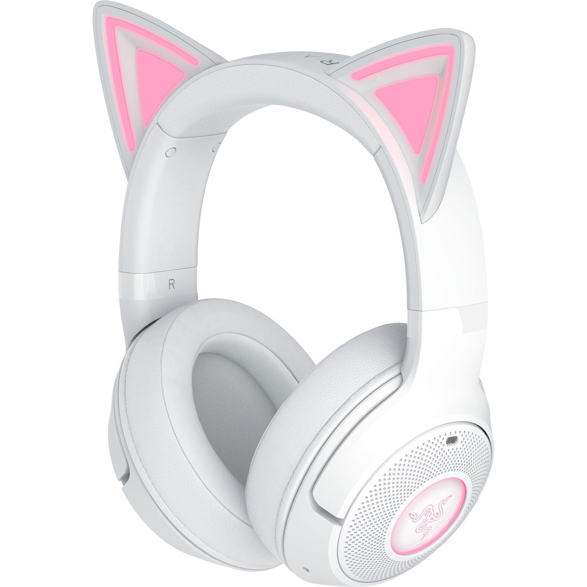 Razer Kraken Kitty V2 BT - Wireless Bluetooth RGB Headset with Kitty Ears for Gaming and Streaming (325g, Triforce 40mm Drivers, Bluetooth 5.2, Noise-Cancelling Mic, 40 Hours Battery Life) White - RZ04-04860600-R3M1