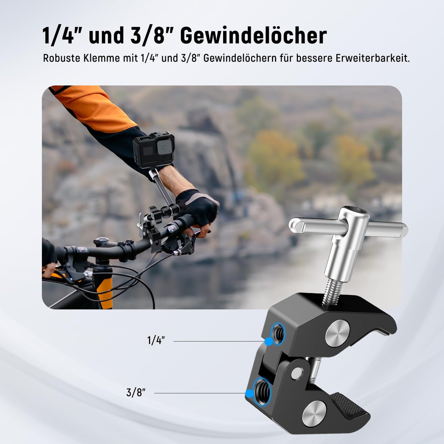 NEEWER 9.8"/25cm Magic Arm adjustable with Super Clamp, 1/4" and 3/8" thread, 1/4" screws for flash/LED light/microphone/monitor compatible with SmallRig camera cage, maximum load: 1.5kg, ST25C