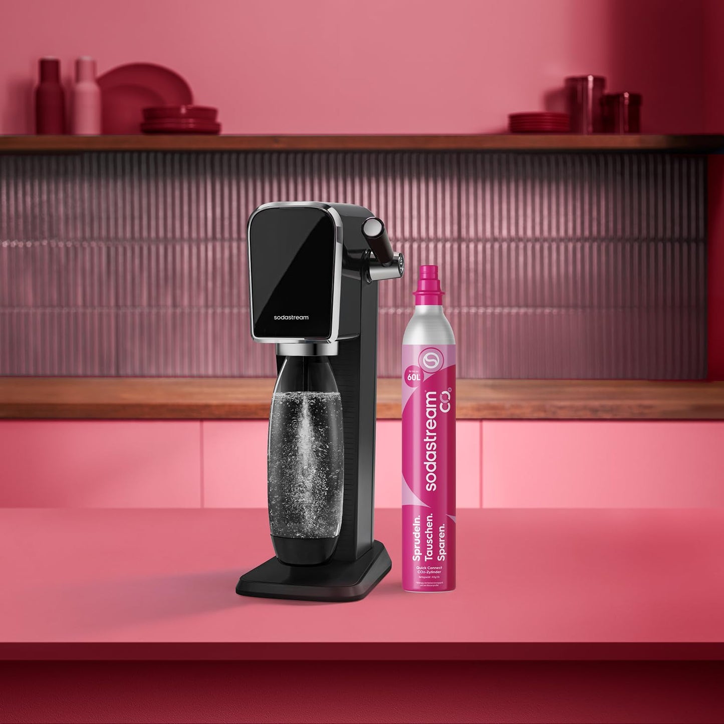 Sodastream Quick Connect CO2 cylinder, reserve cylinder for up to 60L sparkling water, pink, compatible with Terra, E-Terra, Duo, E-Duo, Art, Gaia, Crystal 3.0 and ENSO - 1132120440