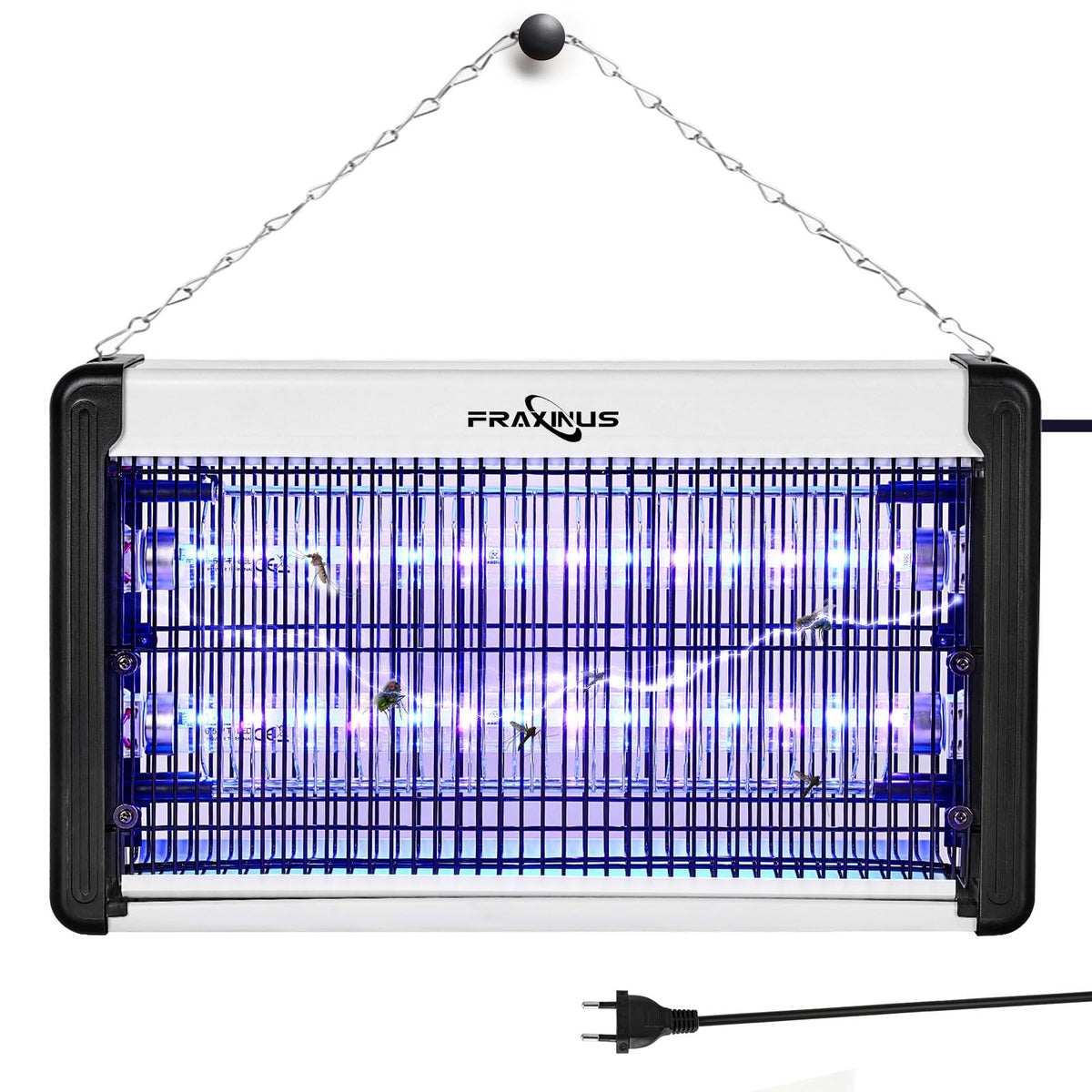 FRAXINUS Insecticid Electric, Capcană pentru muște pentru interior, Capcană pentru țânțari pentru interior, Lampă UV pentru țânțari, Lumină LED cu consum redus de energie, Perfectă împotriva muștelor, moliilor și țânțarilor. (Îmbunătățită cu cablu de