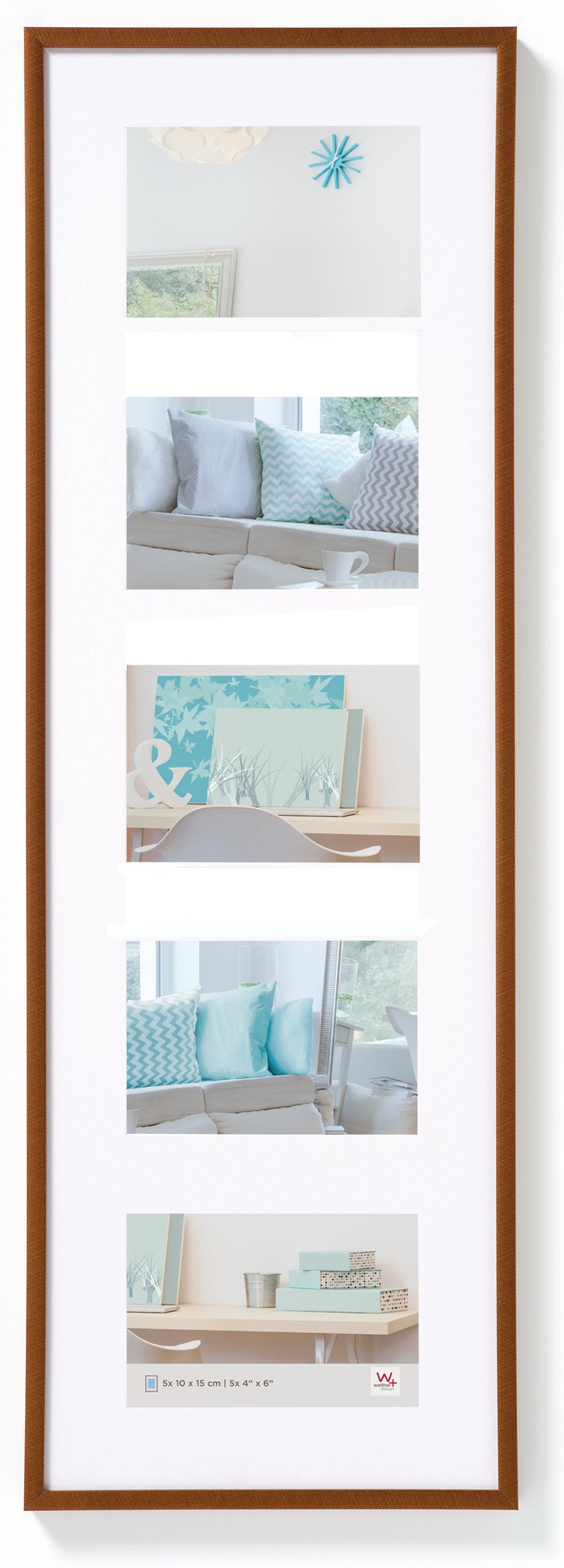 walther design picture frame bronze 5X 10x15 cm gallery with passe-partout, New Lifestyle plastic frame KV515J