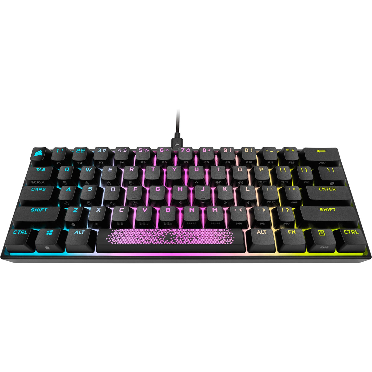 Corsair K65 RGB MINI 60% Tastatur mecanică pentru gaming (Iluminare RGB personalizabilă pentru taste individuale, taste CHERRY MX SPEED, capace de taste PBT Double-Shot, tehnologie AXON) QWERTZ, Negru - CH-9194014-DE