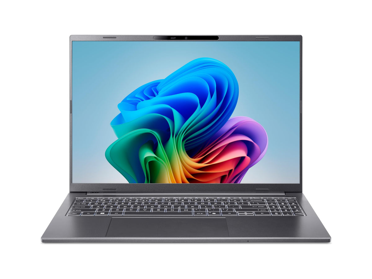 Laptop Acer Aspire 16 AI (A16-11M-X1CW) KI, Copilot+ PC, Display WUXGA IPS de 16" cu 120Hz, Qualcomm Snapdragon X X1-26-100, 16 GB RAM, 512 GB SSD, GPU Qualcomm Adreno, Windows 11, Layout QWERTZ