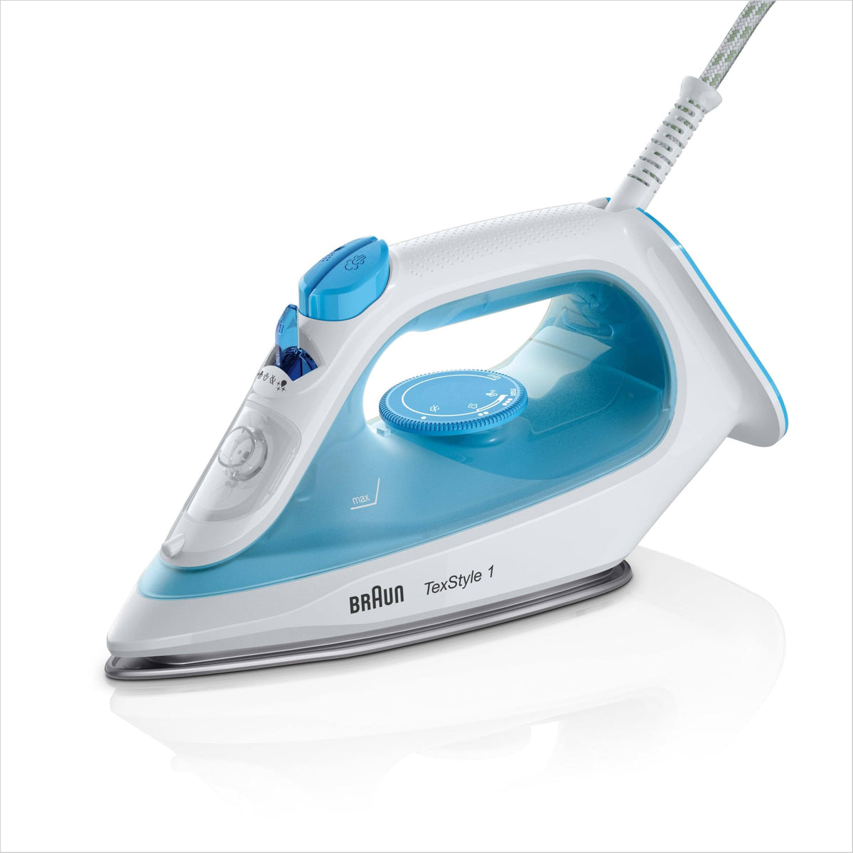 Braun TexStyle 1 Steam Iron SI 1050BL - Iron with SuperCeramic Soleplate, Vertical Steam, 2000 Watts, Blue - SI1050BL