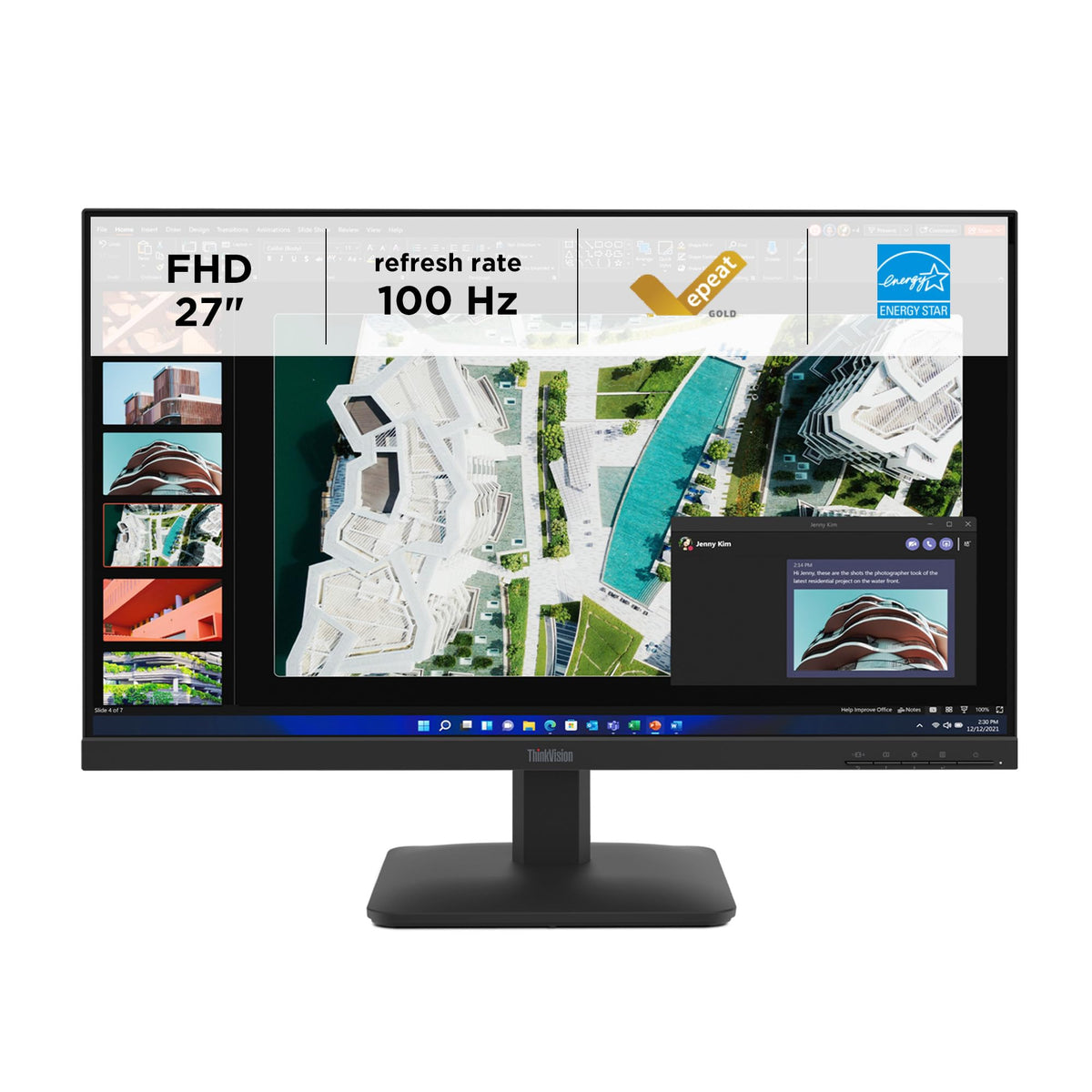 Lenovo ThinkVision S27-4e Monitor Profesional de 27" Full HD, Panou IPS de Înaltă Fidelitate, Frecvență de 100Hz și Protecție Extinsă a Vederii - Negru - 64BEKAT1EU