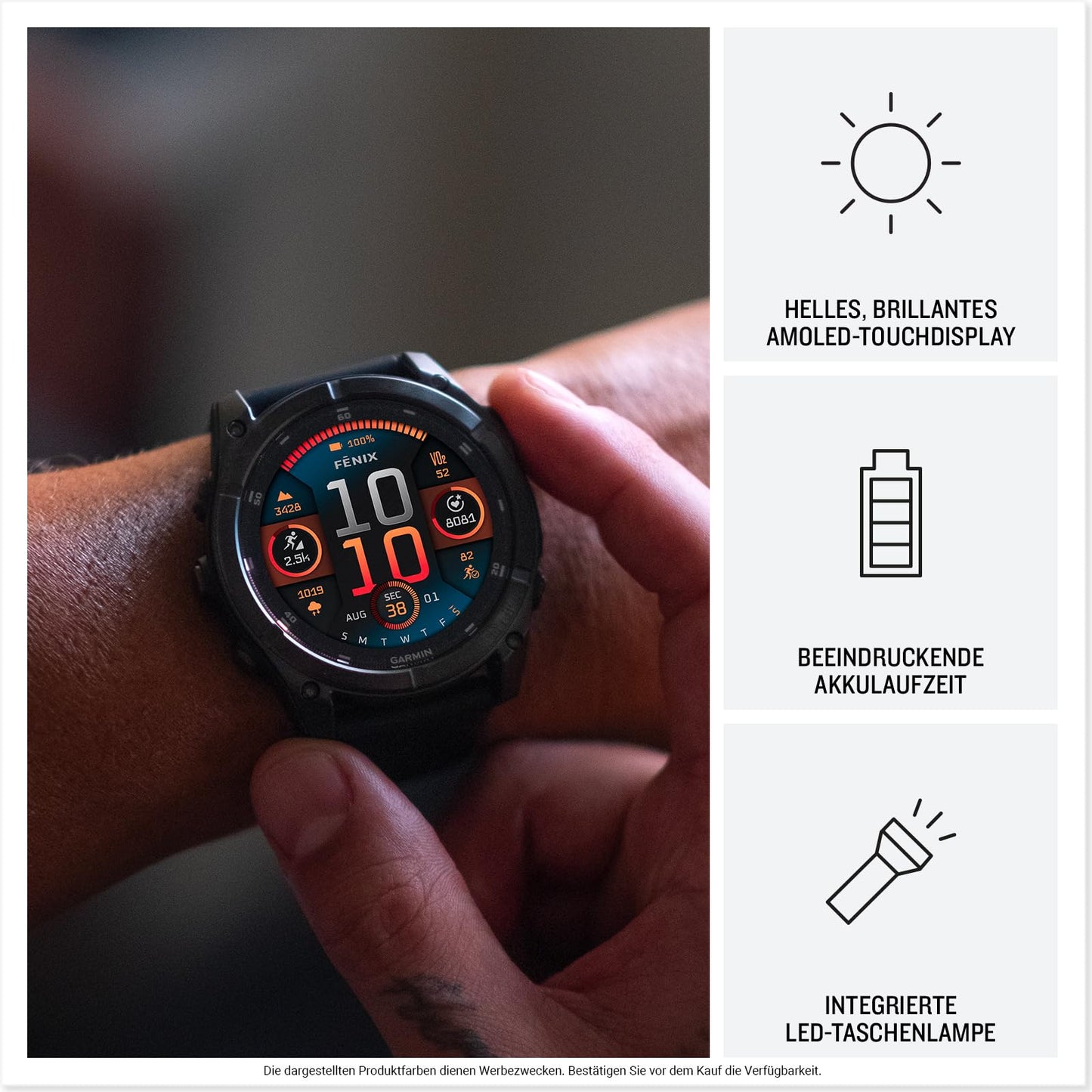 Garmin fēnix 8 51mm – multisport smartwatch, 1.4" AMOLED touch/button display, up to 29 days battery life, 80+ sports/outdoor apps, TOPO maps, ECG, telephony, music, flashlight - 010-02905-00
