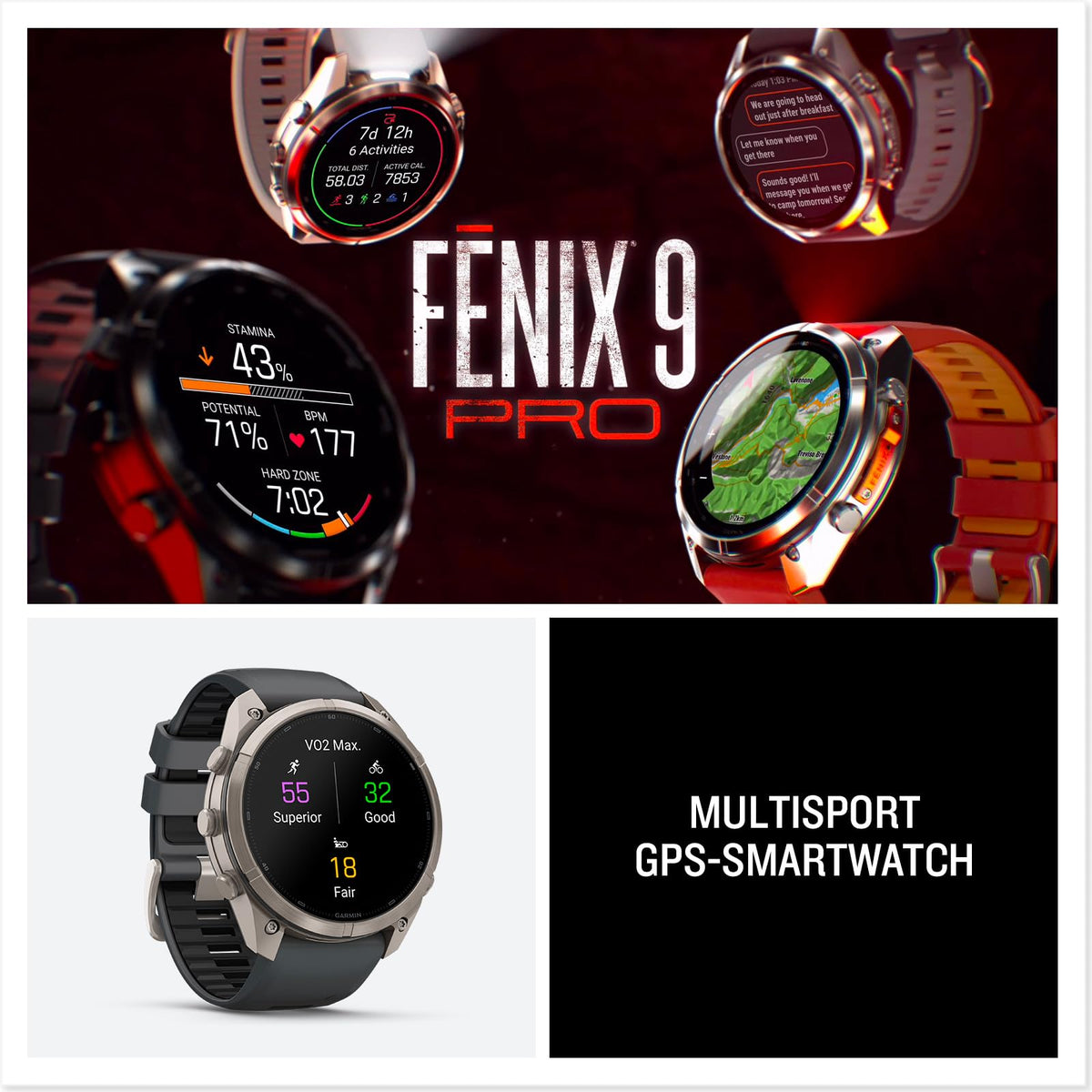 Garmin Fenix 9 Pro inReach, 51 mm, GPS-Multisport-Smartwatch, Titan - 010-04337-21
