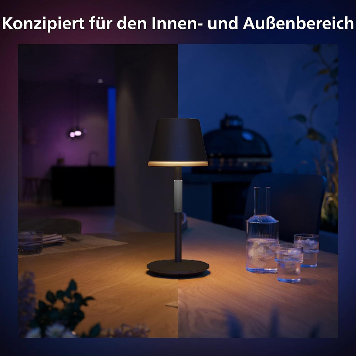 Philips Hue Go Table Lamp, for Indoor & Outdoor Use, Black - 929003128501