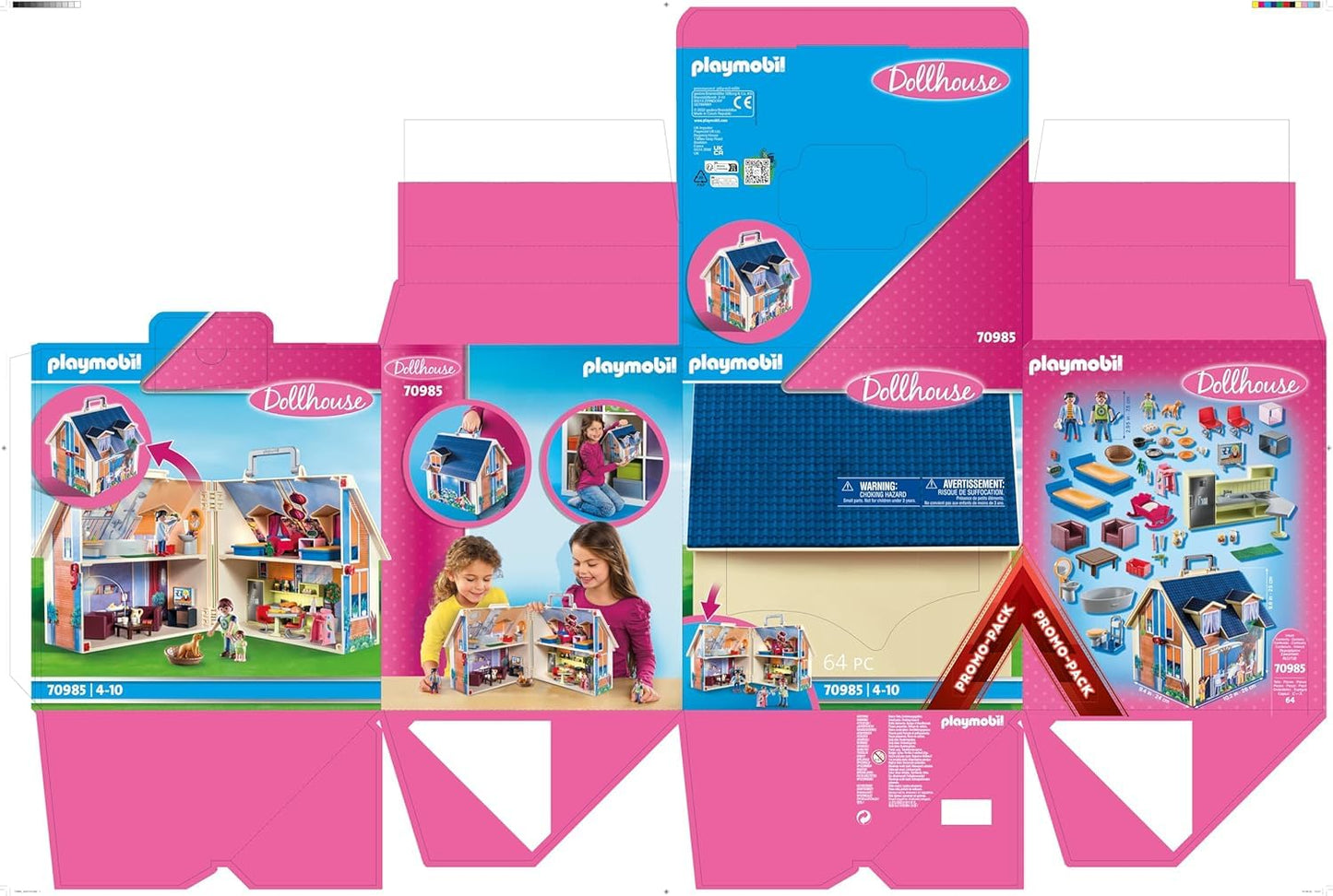 PLAYMOBIL | Dollhouse |Toys for children aged 4 and up | Take-along dollhouse with handle | 70985