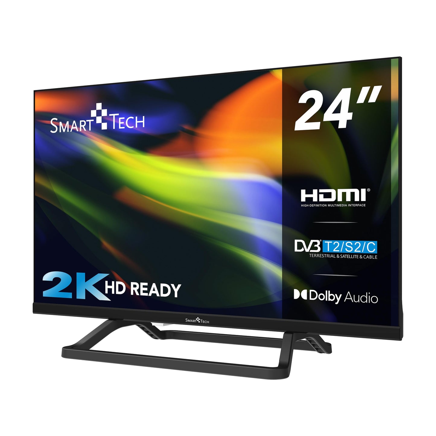 Smart Tech 24HN01V3CA 24 inch television - LED TV with HD resolution, camping TV with 12V connection, Dolby Audio and triple tuner DVB-C/-T2/-S2 (2026
