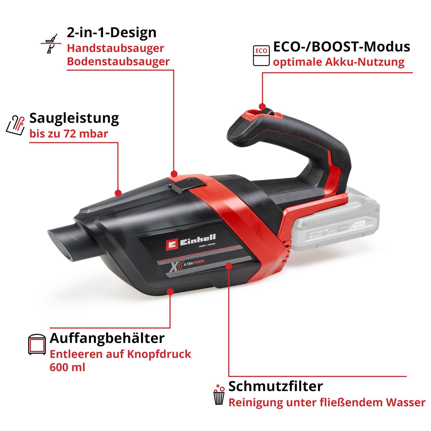 Einhell cordless hand vacuum cleaner TE-HV 18/06 Li-Solo Power - 2347190