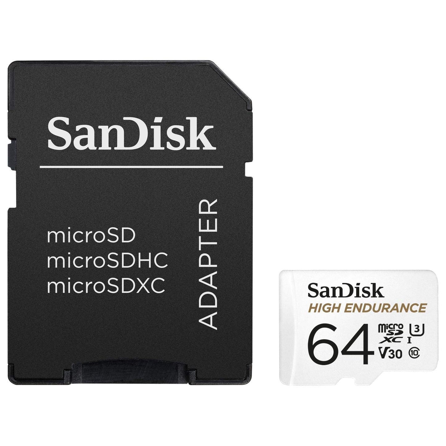 SanDisk High Endurance microSDXC Memory Card 64GB + Adapter (For Dash Cams and Private Surveillance Cameras, 100MB/s Read, V30 for Full HD and 4K Videos) (Pack of 2) - SDSQQNR-064G-GN6IA