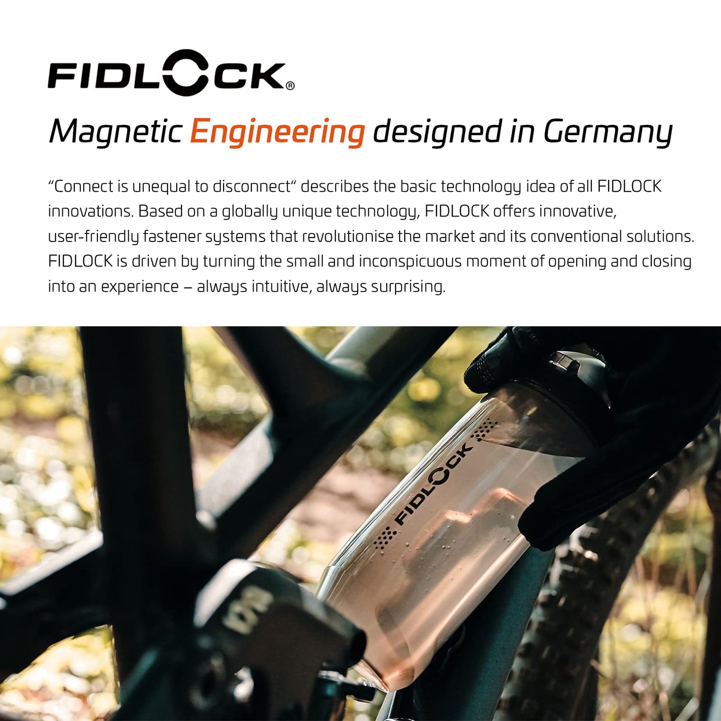 Fidlock TWIST bottle 590 + bike base – 590 ml bicycle drinking bottle with magnetic-mechanical bottle holder system, including holder, BPA-free & dishwasher safe, smoke color - 09636TBL