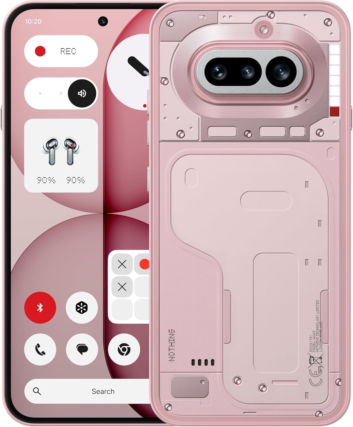 Nothing Phone (4a) - 50 MP triple camera, up to 70x ultra zoom, transparent smartphone, long battery, 50W fast charging, 120Hz AMOLED, Glyph Bar, 12GB+256GB - pink - A069