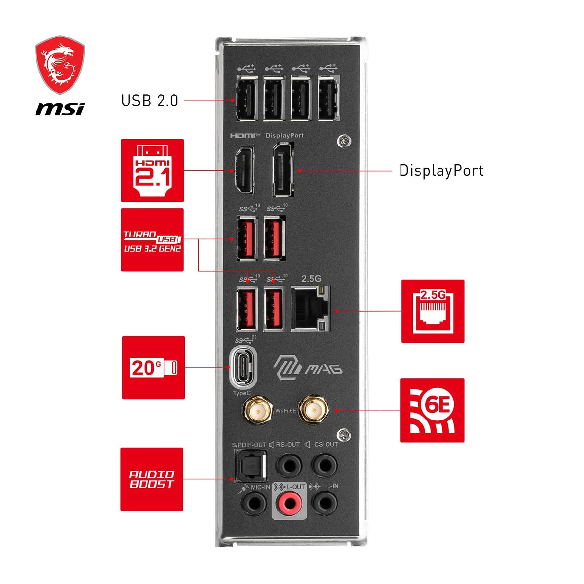 MSI MAG B760 Tomahawk WiFi Placă de bază, ATX - Suportă procesoare Intel Core din generațiile 12, 13 și 14, LGA 1700-75A DrMOS VRM, DDR5 Memory Boost 7000+MHz/OC, PCIe 5.0 x16, M.2 Gen4, Wi-Fi 6E - 7D96-003R