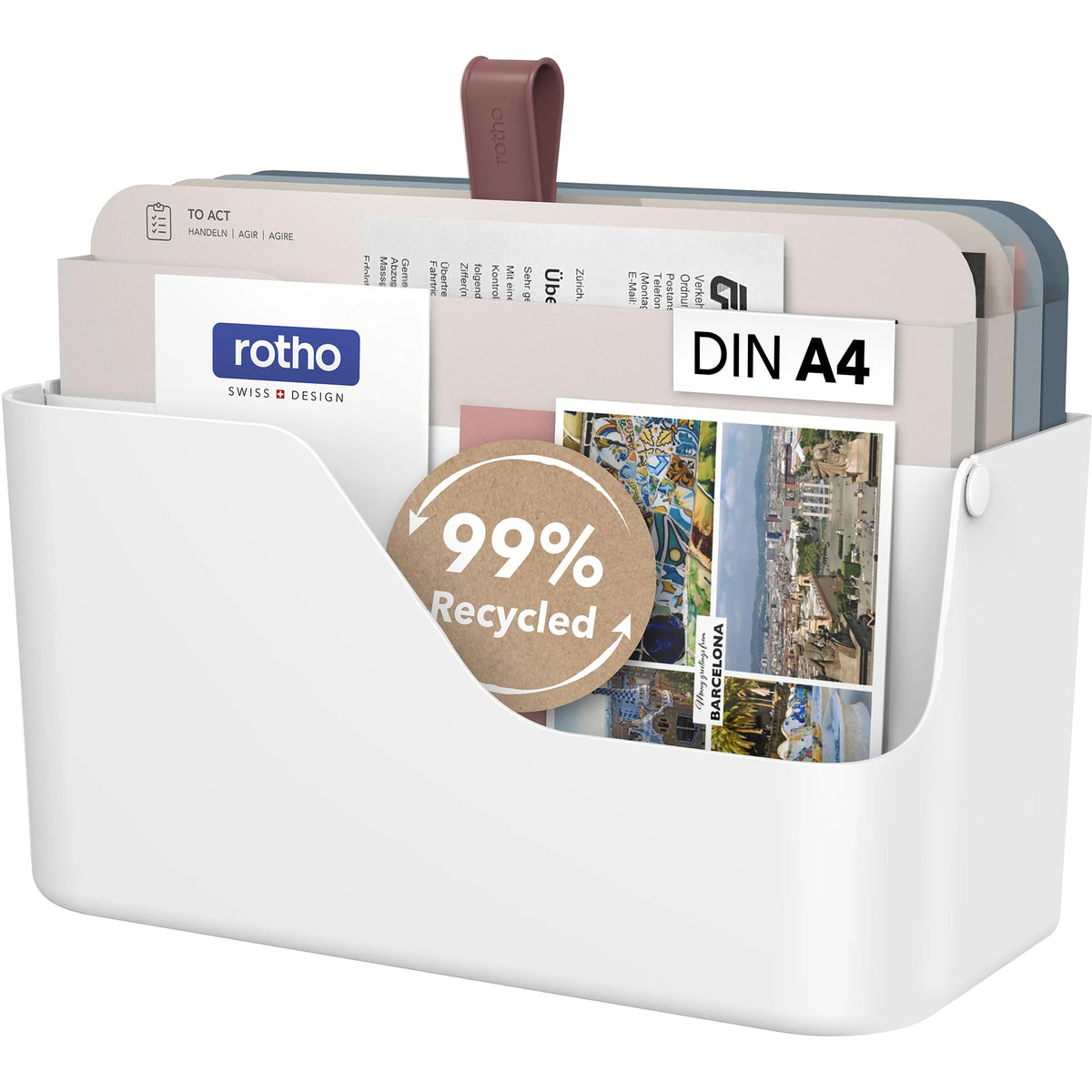 Rotho MyPaper Desk Organizer Document Organizer for Office White Blue - 1060001023WS