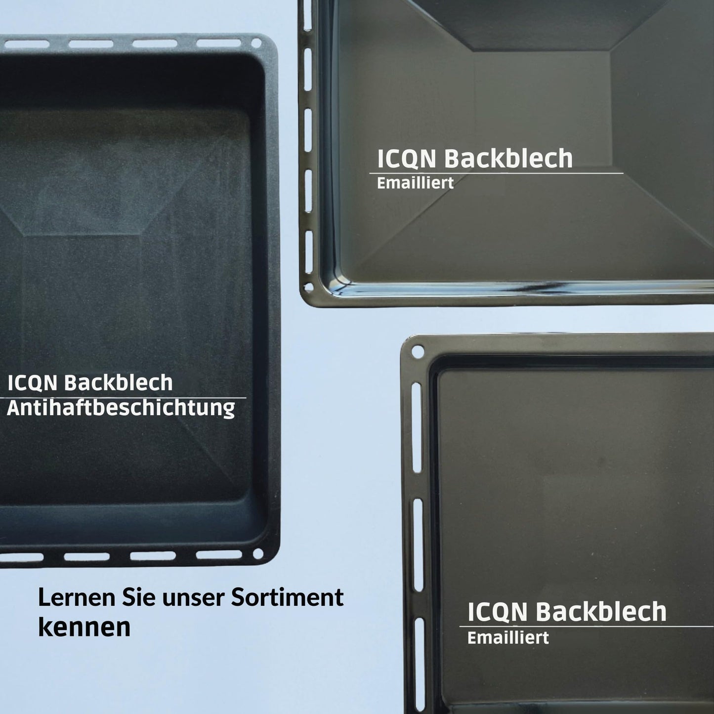 ICQN Deep baking tray 45.5 × 37.5 × 6 cm, compatible with Bosch, Siemens, Constructa & Neff, enamelled drip pan for oven & stove - YAK00-1000-000-018