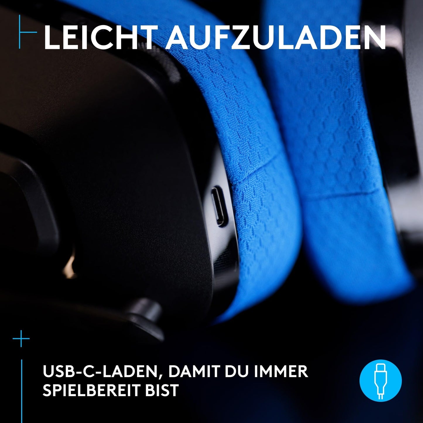 Logitech G G535 Lightspeed Wireless Gaming Headset - Lightweight On-Ear Headphones, Microphone Mutable, 33 Hour Battery Life, Compatible with PS5, PS4, PC, USB-C Rechargeable - Black,Blue - 939-002219