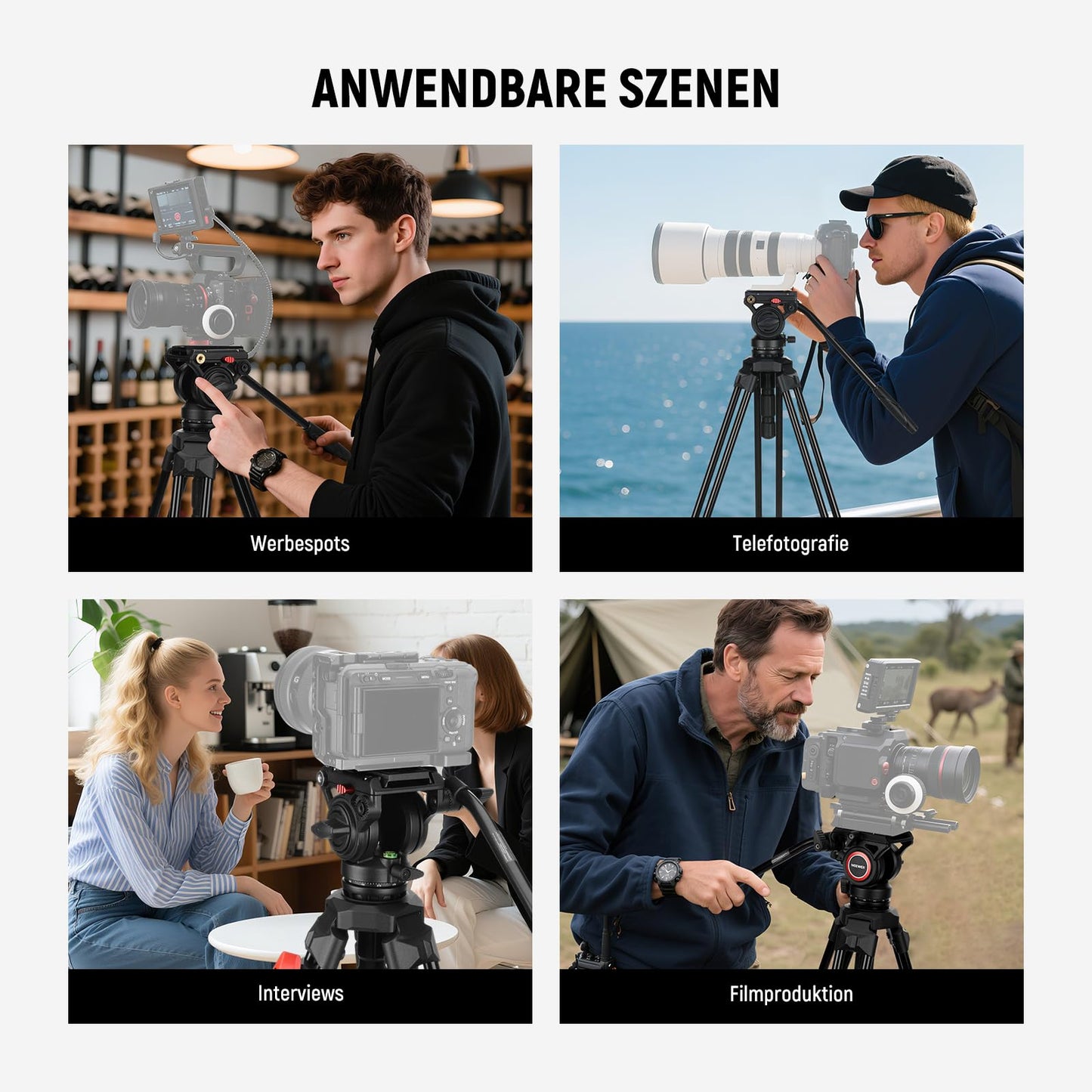 NEEWER Camera Video Tripod with Fluid Head Heavy Duty Lightweight Compact Portable Travel Tripod for DSLR Camcorder Compatible with DJI Gimbals Compatible with Manfrotto QR Plates, Max Load 13.2lbs, TP73