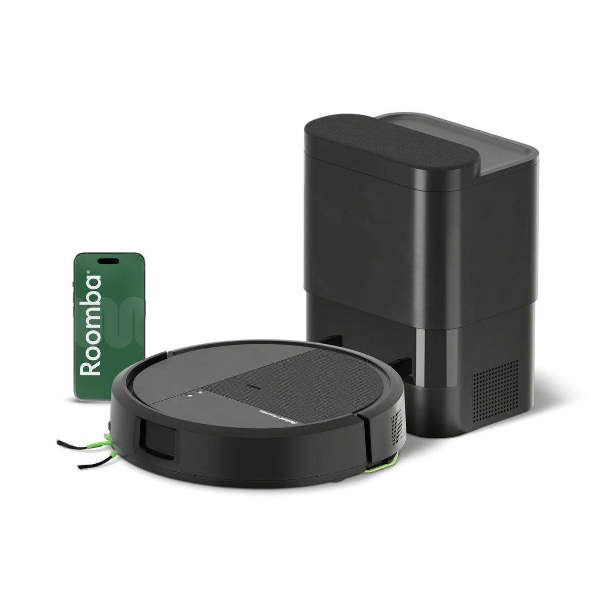iRobot Roomba® 115 Combo Vacuum and Mopping Robot + AutoEmpty™ Dock, 15k Pa suction power, brushes and mopping pad included, navigation with Clearview™ LiDAR, Black - Y454040