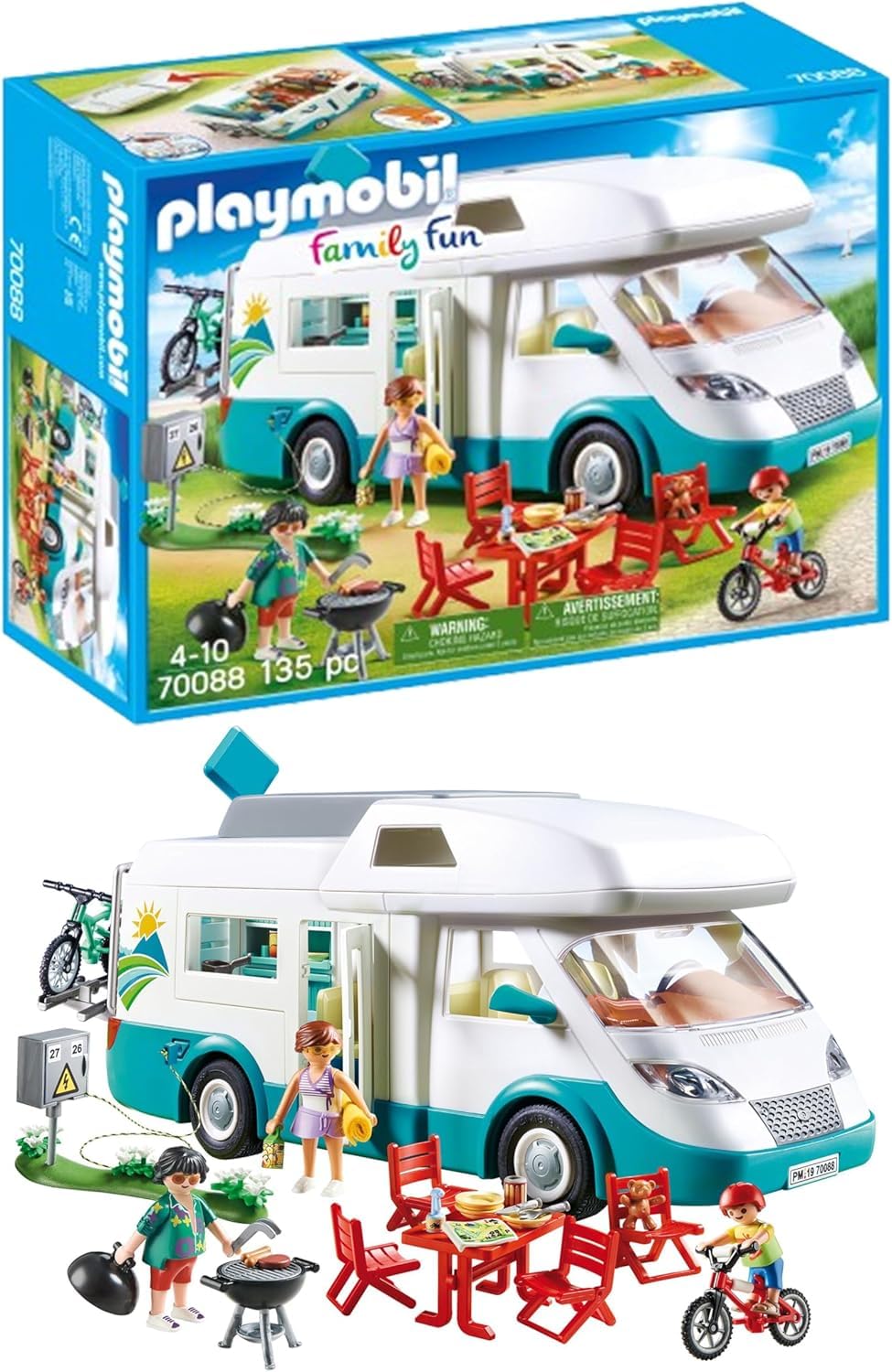 PLAYMOBIL | Family Fun | Family motorhome | with removable roof | Toys for children aged 4 and over | 70088