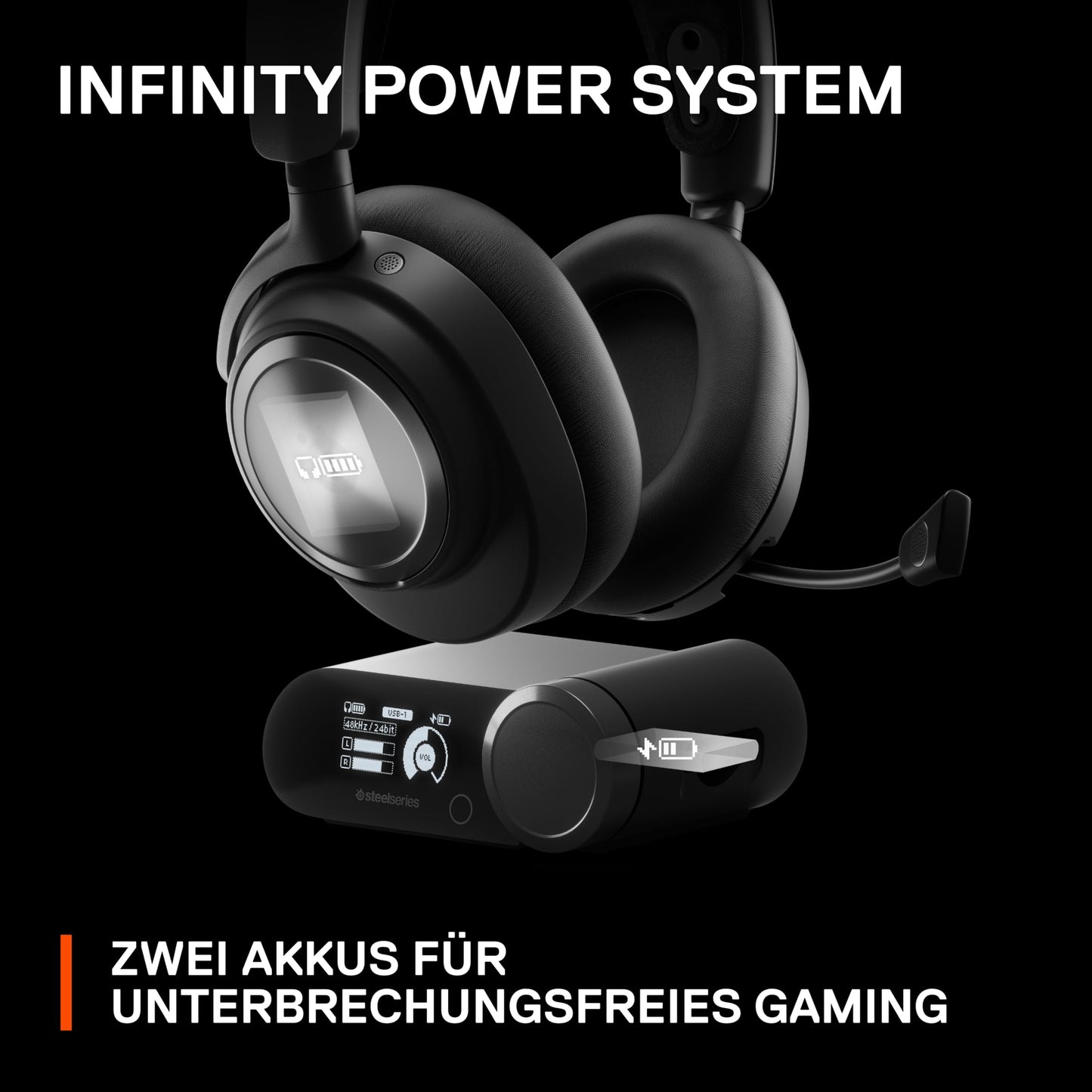 SteelSeries Arctis Nova Pro Wireless - Multi-System Gaming Headset (PC, PS5, Switch + Bluetooth) - Hi-Fi driver - Infinity Power System with 2 batteries - Active Noise Cancellation - ClearCast Gen2 Micro - 61520