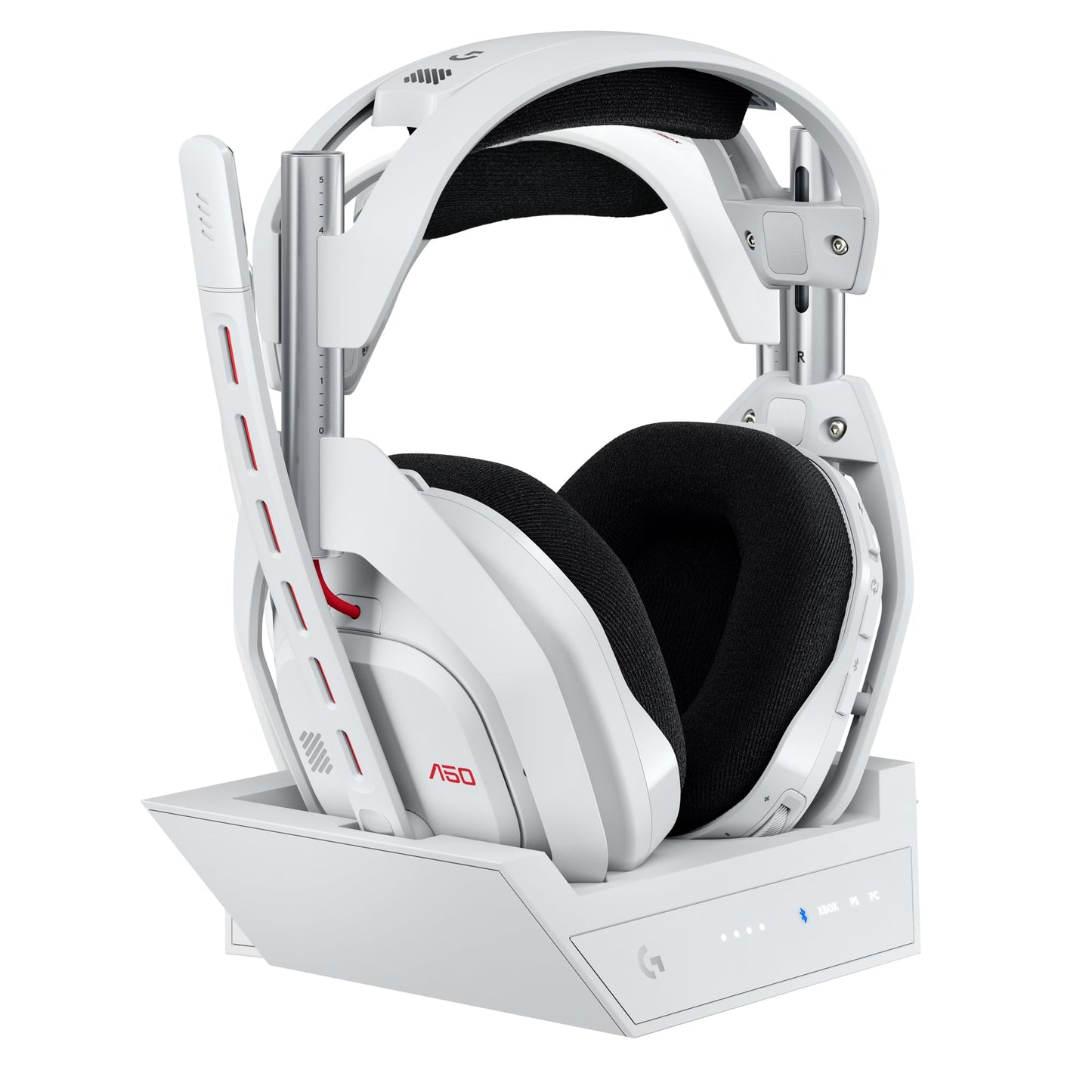 Logitech G Astro A50 LIGHTSPEED Wireless Gaming Headset + Base Station (Gen 5), PRO-G GRAPHENE, 3-System Switching, USB-C for Xbox, PS5, PC/Mac or Nintendo Switch & Switch 2, Bluetooth - White - 939-002230