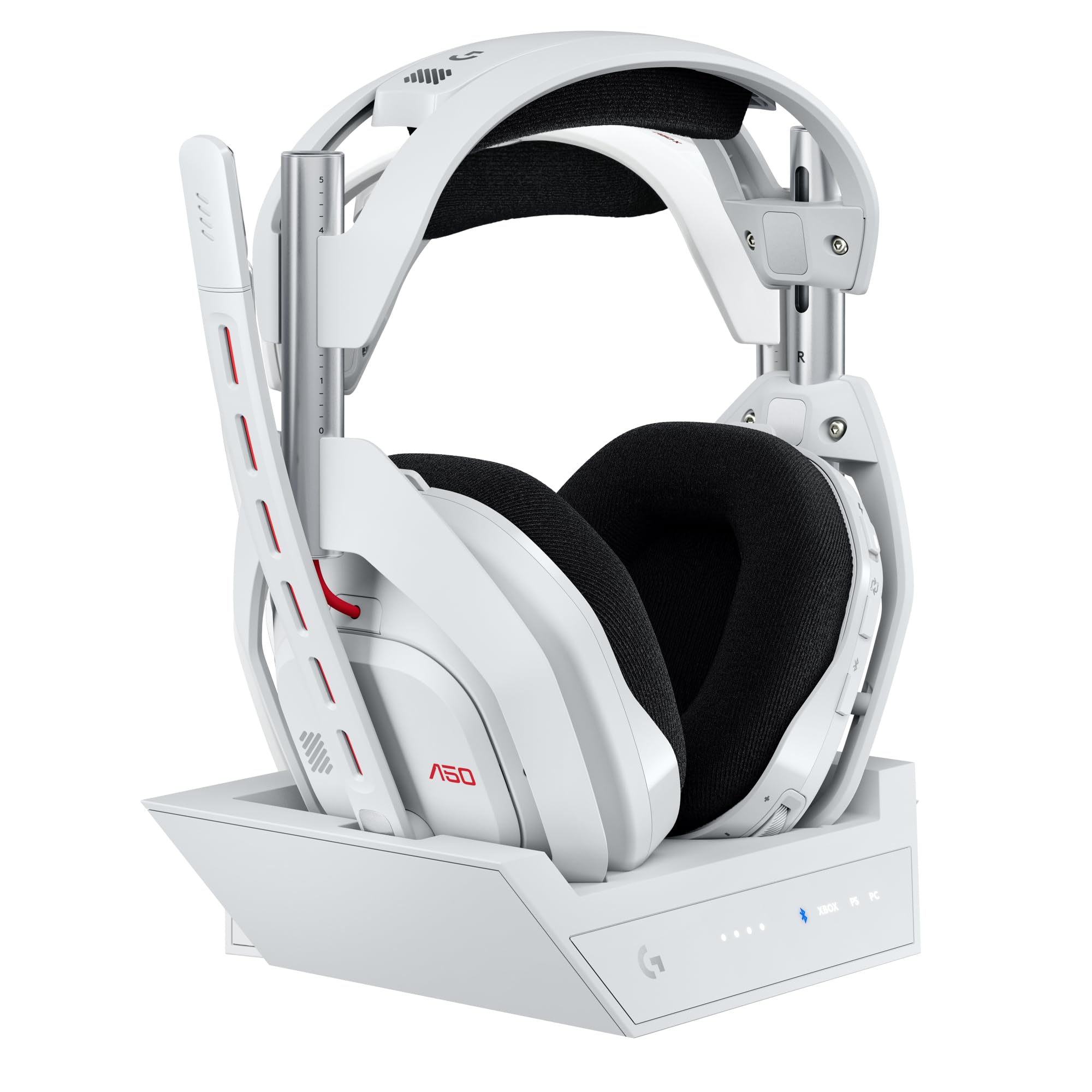 Logitech G Astro A50 LIGHTSPEED Wireless Gaming Headset + Base Station (Gen 5), PRO-G GRAPHENE, 3-System Switching, USB-C for Xbox, PS5, PC/Mac or Nintendo Switch & Switch 2, Bluetooth - White - 939-002230