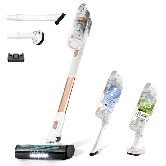 Levoit - Cordless vacuum cleaner - Running time for 75㎡ - Wireless vacuum cleaner - 4-in-1 vacuum cleaner - 99.9 percent filter performance - Anti tangle - For animal hair/carpets/hard floors/cars - LVAC-200 Gold