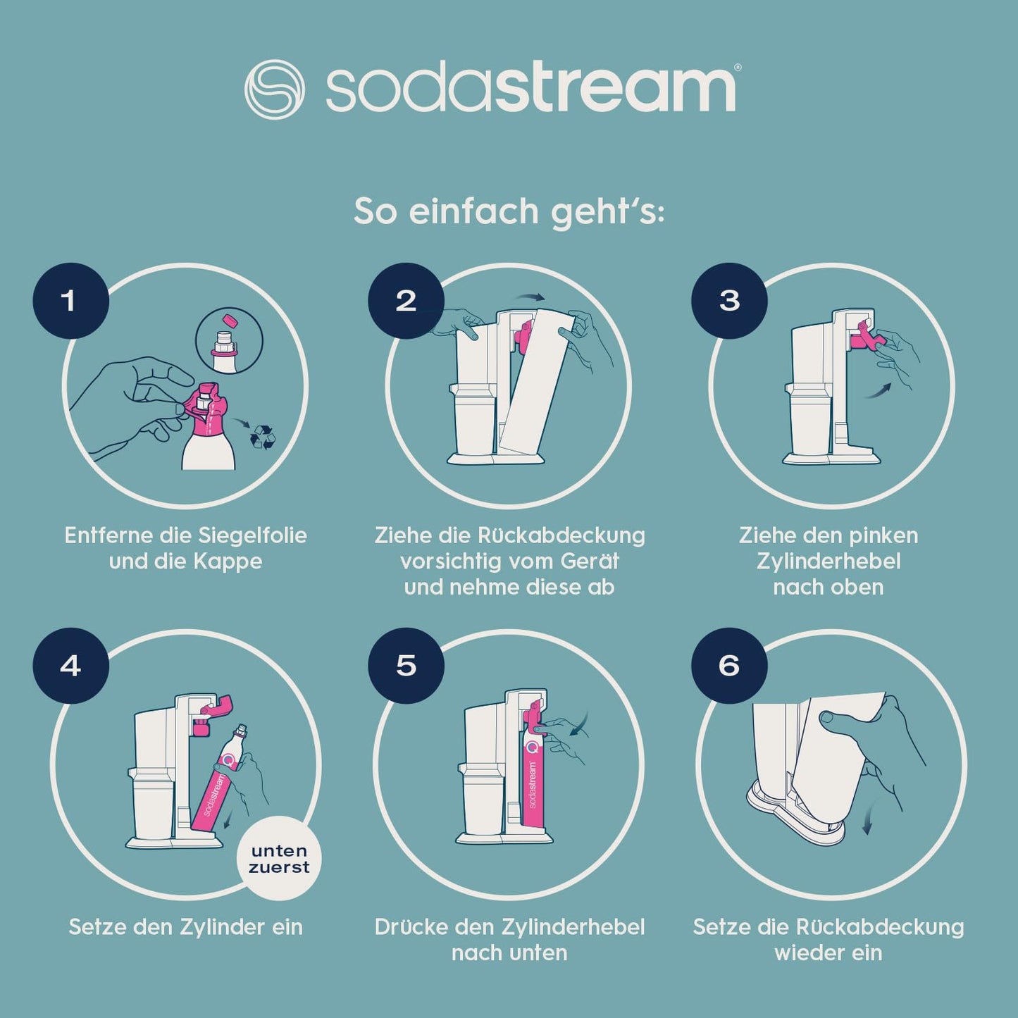 Sodastream Quick Connect CO2 cylinder, reserve cylinder for up to 60L sparkling water, pink, compatible with Terra, E-Terra, Duo, E-Duo, Art, Gaia, Crystal 3.0 and ENSO - 1132120440