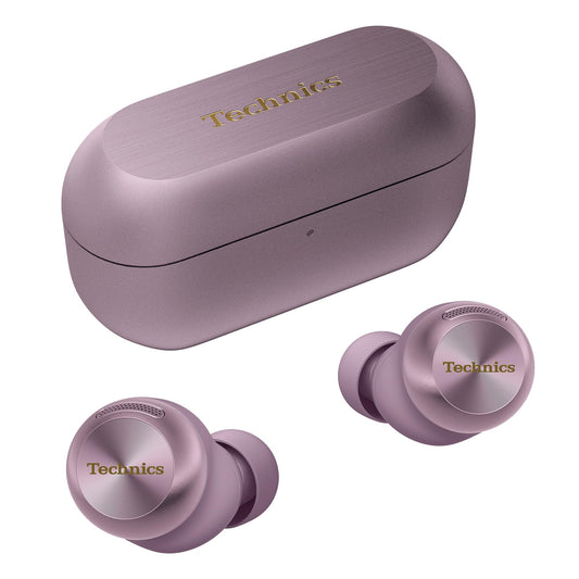 Technics EAH-AZ100 10mm True Wireless Earbuds with Magnetic Fluid Driver, Adaptive Noise Canceling, Voice Focus AI, 3-Device Multipoint, Dolby Atmos, Qi, IPX4, Lilac - EAH-AZ100E-V