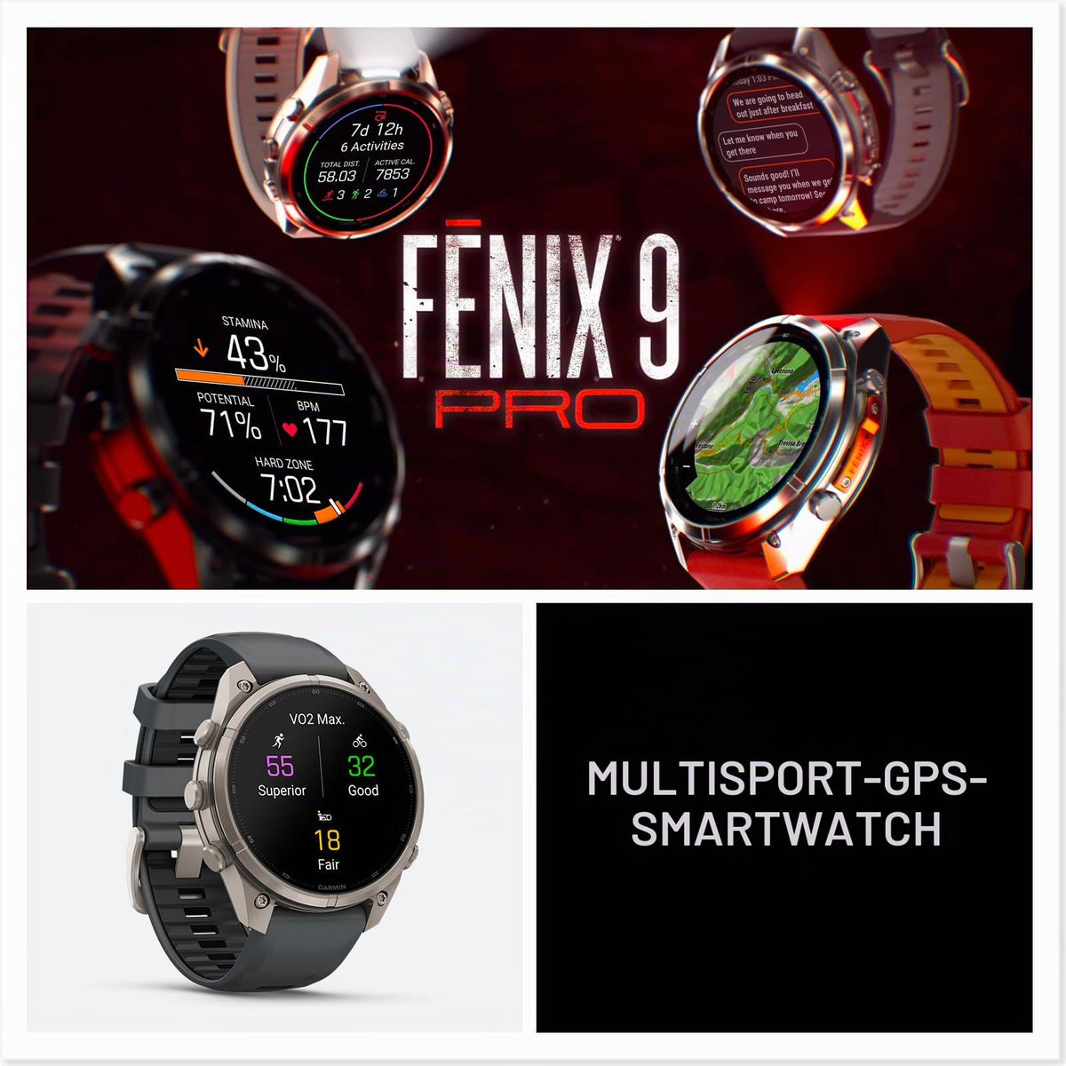 Garmin Fenix 9 Pro inReach, 47 mm, GPS Multisport Smartwatch, Titanium - 010-04336-21