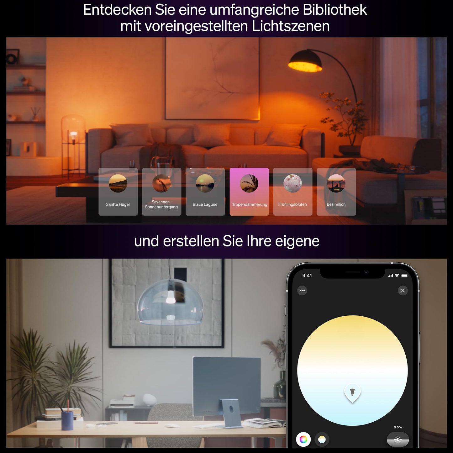 Philips Hue White & Color Ambiance E27 LED light bulb, 1100lm, 16 million colors, dimmable LED light, bulbs controllable via app and voice, compatible with Amazon Alexa, pack of 2, new generation - 929003853502