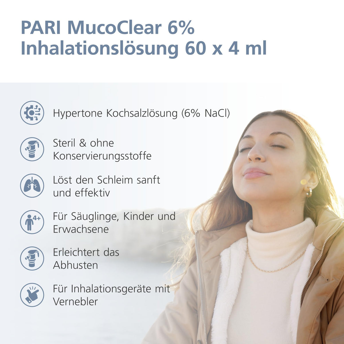 MucoClear® 6% soluție de inhalare - hipertonică (6% sare), 60 x 4 ml - 077G3001