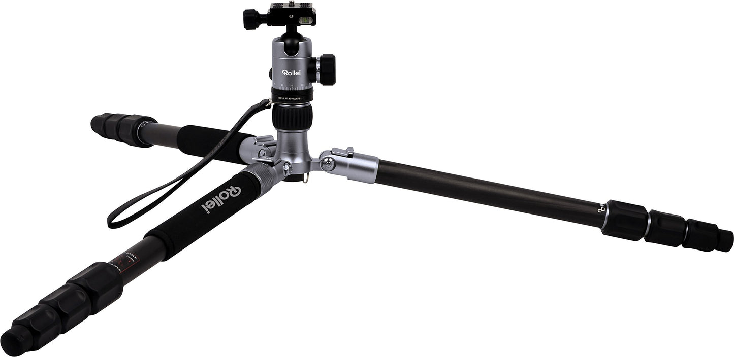 Rollei C5i compact, lightweight, all-round photo tripod made of aluminum, 4-in-1 tripod can be used as a tripod, macro tripod and monopod, Arca Swiss compatible, incl. Ball head and tripod bag - titanium - 20828
