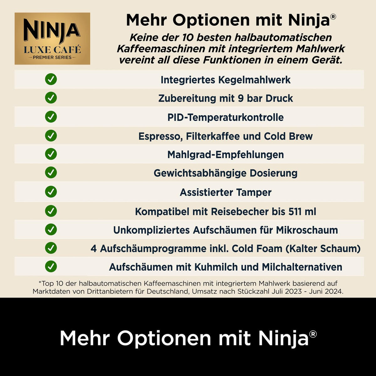 Ninja Luxe Premier 3-in-1 Coffee Machine with Grinder, Silver, ES601EU