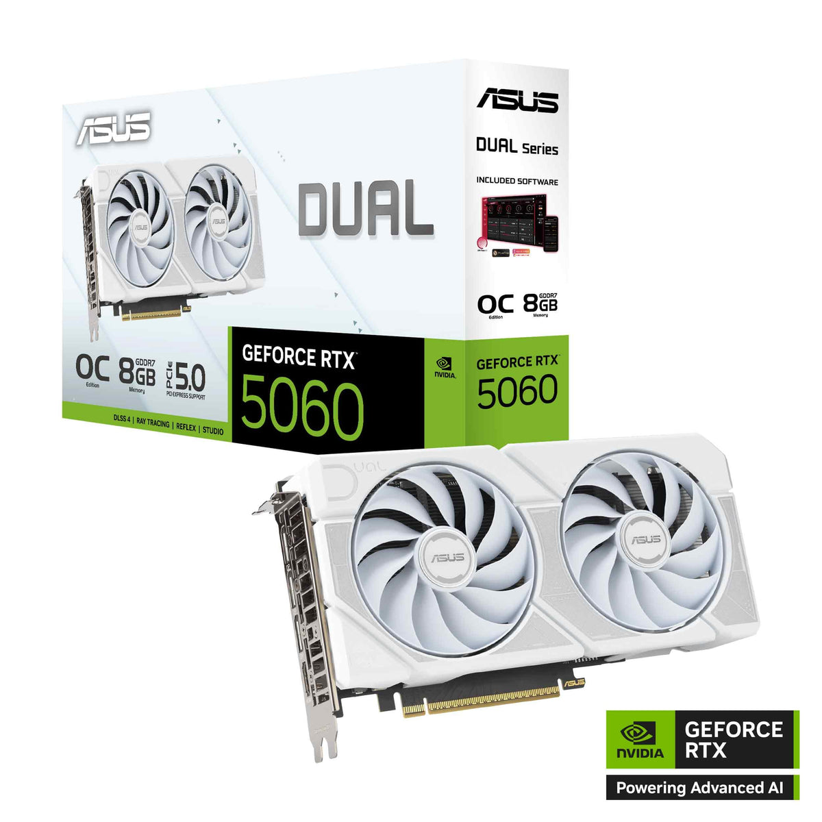 Grafică pentru jocuri ASUS Dual GeForce RTX 5060 8GB GDDR7 White OC Edition - 90YV0N15-M0NA00