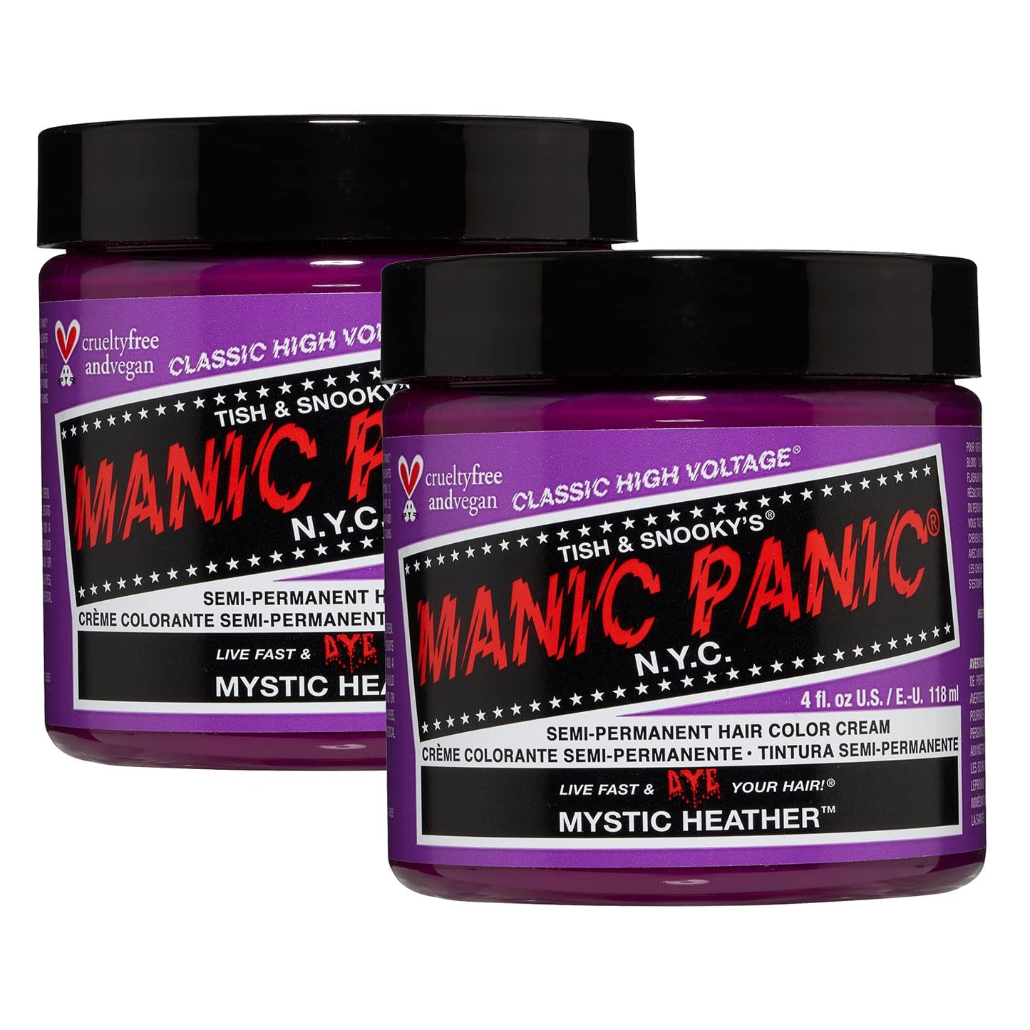 Manic Panic Mystic Heather Classic Cream - Vegan & Animal Friendly Purple Semi-Permanent Hair Color, 2 x 118 ml - HCR