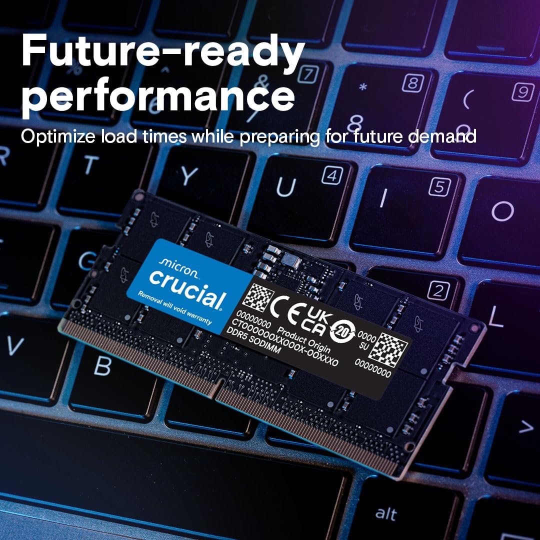 Crucial DDR5 RAM 32GB 5600MHz SODIMM, RAM for laptop/notebook, mini PC (also 5200MHz / 4800MHz) CL46 - CT32G56C46S5