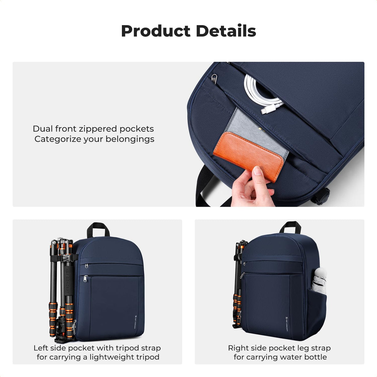 K&F CONCEPT camera backpack photo backpack compact & lightweight with rain cover - KF13.223V7