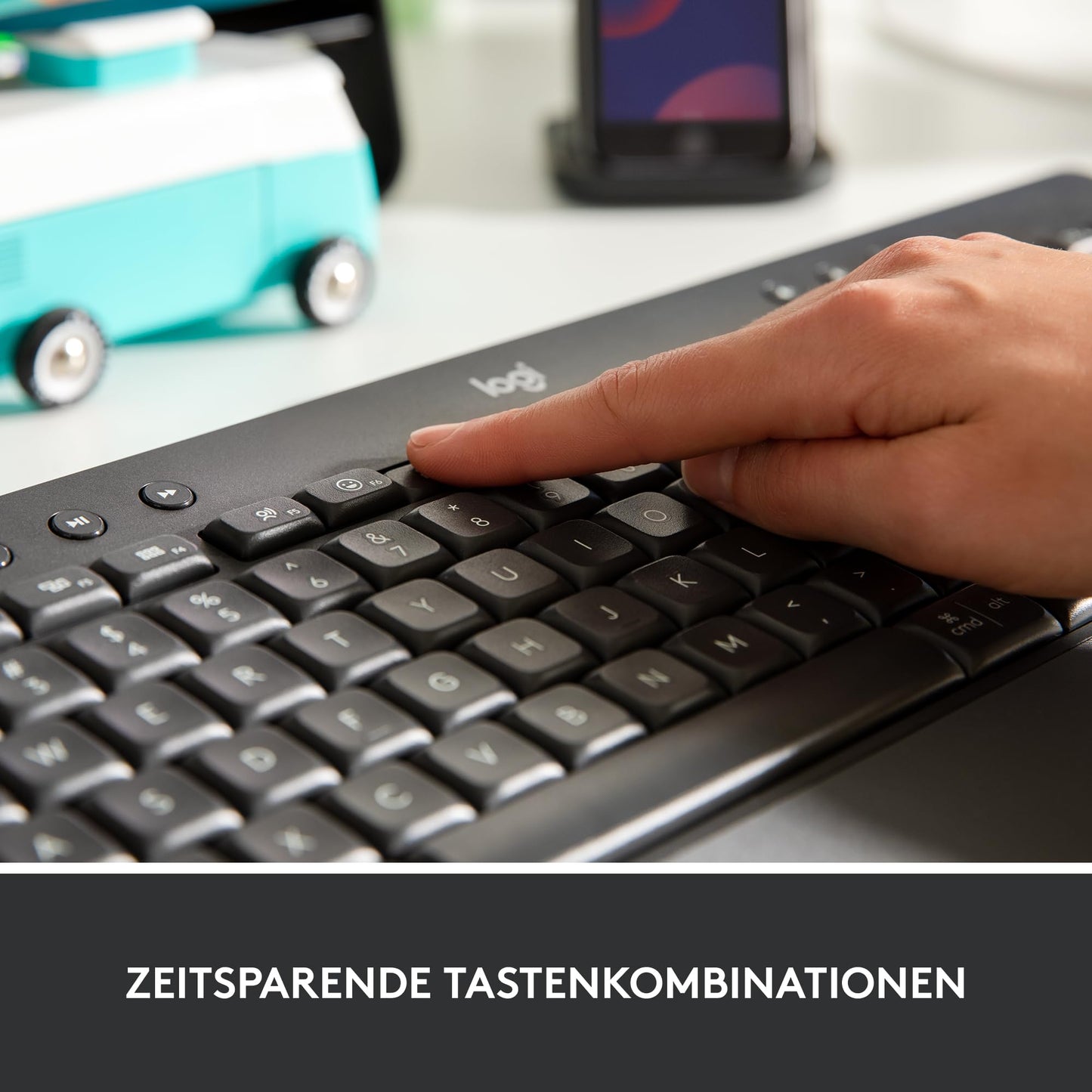 Logitech Signature K650 Comfort wireless keyboard with wrist rest, BLE Bluetooth/Logi Bolt USB receiver, soft-touch keyboard, Numpad, PC/Windows/Mac, German QWERTZ - Gray - 920-010913